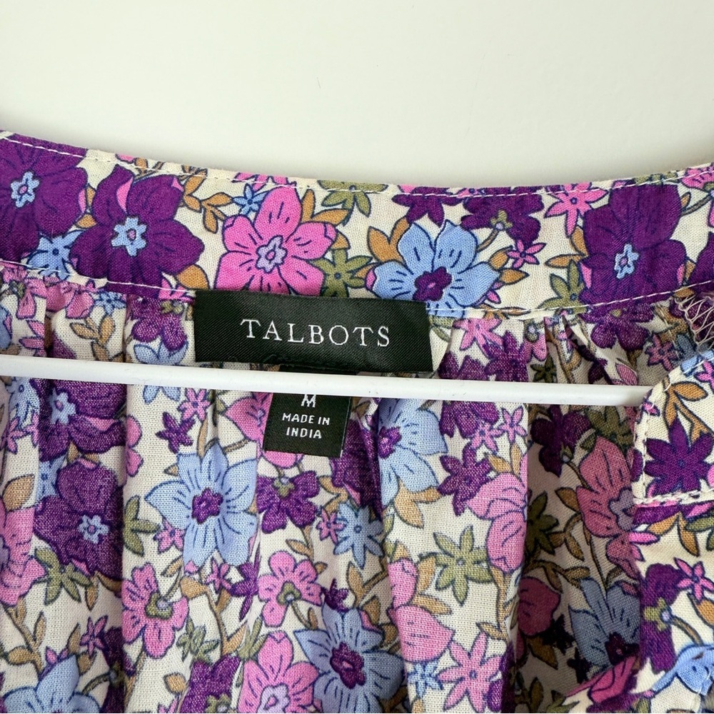 Talbots Floral Boho Peasant Tossed Ditsy Embroidered Blouse - Picture 7 of 8
